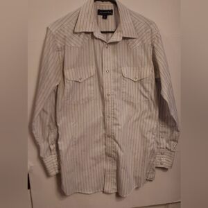 Panhandle Slim White, Blue and Gray Striped Shirt